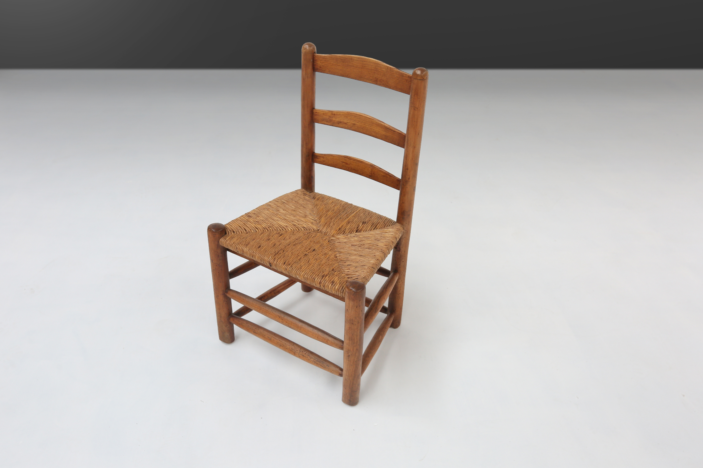 French rustic Wabi Sabi rattan chair 1850thumbnail